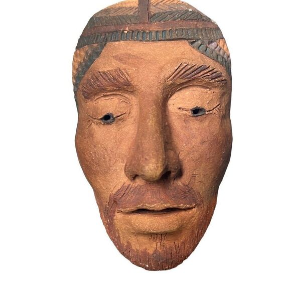 Vintage Southwestern Hand Sculpted Spirit Mask Hallmarked Birdsong Face Mask - Picture 2 of 11